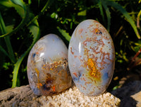 Polished Dendritic Agate Standing Free Forms x 4 From Madagascar