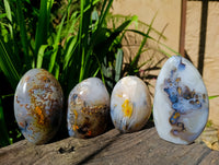 Polished Dendritic Agate Standing Free Forms x 4 From Madagascar