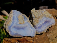 Natural Blue Lace Agate Geode Specimens x 6 From Nsanje, Malawi
