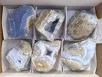 Natural Blue Lace Agate Geode Specimens x 6 From Nsanje, Malawi