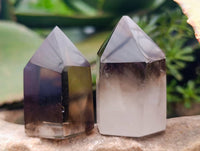 Polished Smokey Wispy Phantom Quartz Crystals x 12 From Anzojorabe, Madagascar