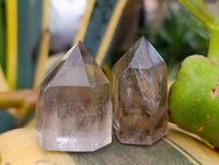 Polished Smokey Wispy Phantom Quartz Crystals x 12 From Anzojorabe, Madagascar
