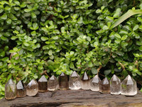 Polished Smokey Wispy Phantom Quartz Crystals x 12 From Anzojorabe, Madagascar