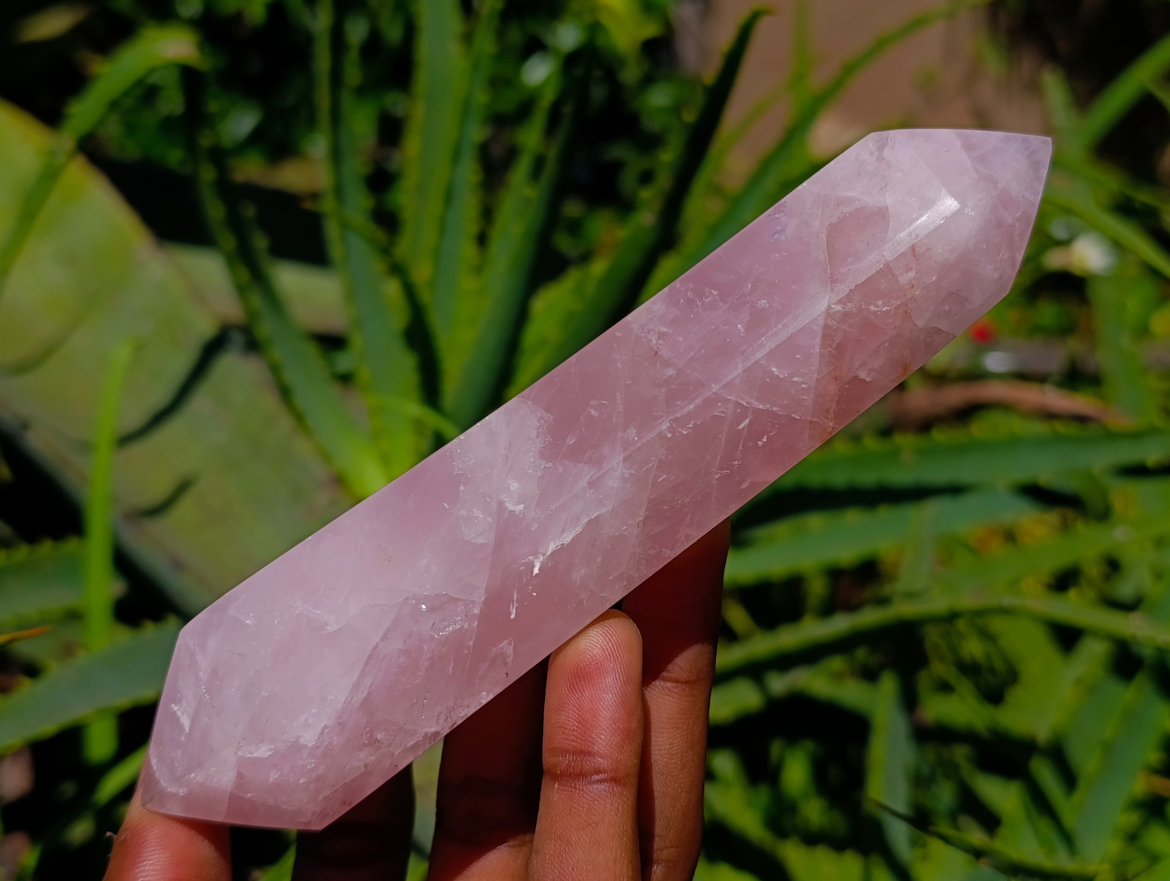 Polished Double Terminated Rose Quartz Crystals x 6 From Madagascar - Toprock Gemstones and Minerals 
