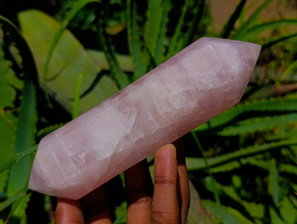 Polished Double Terminated Rose Quartz Crystals x 6 From Madagascar - Toprock Gemstones and Minerals 