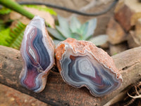 Polished On One Side Red Sashe River Agate Nodules x 6 From Sashe River, Zimbabwe