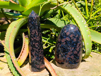 Polished Blue Iolite, Water Sapphire Standing Free Form And Point x 2 From Madagascar