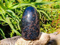 Polished Blue Iolite, Water Sapphire Standing Free Form And Point x 2 From Madagascar