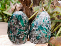 Polished Emerald Mica 'Mutokolite' Standing Free Forms x 5 From Mutoko, Zimbabwe