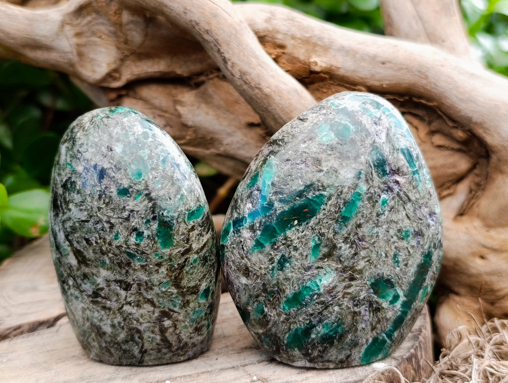 Polished Emerald Mica 'Mutokolite' Standing Free Forms x 5 From Mutoko, Zimbabwe - Toprock Gemstones and Minerals 