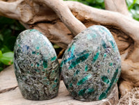 Polished Emerald Mica 'Mutokolite' Standing Free Forms x 5 From Mutoko, Zimbabwe