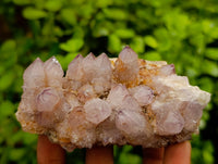 Natural Spirit Amethyst Quartz Clusters And One Limonite Yellow White Cluster x 6 From Boekenhouthoek, South Africa