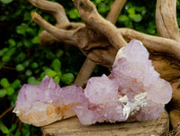 Natural Spirit Amethyst Quartz Clusters And One Limonite Yellow White Cluster x 6 From Boekenhouthoek, South Africa