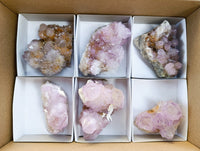 Natural Spirit Amethyst Quartz Clusters And One Limonite Yellow White Cluster x 6 From Boekenhouthoek, South Africa