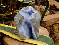 Polished Blue Lace Agate Geode Standing Free Form x 1 From Nsanje, Malawi