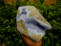 Polished Blue Lace Agate Geode Standing Free Form x 1 From Nsanje, Malawi