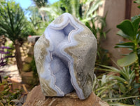 Polished Blue Lace Agate Geode Standing Free Form x 1 From Nsanje, Malawi