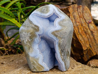 Polished Blue Lace Agate Geode Standing Free Form x 1 From Nsanje, Malawi