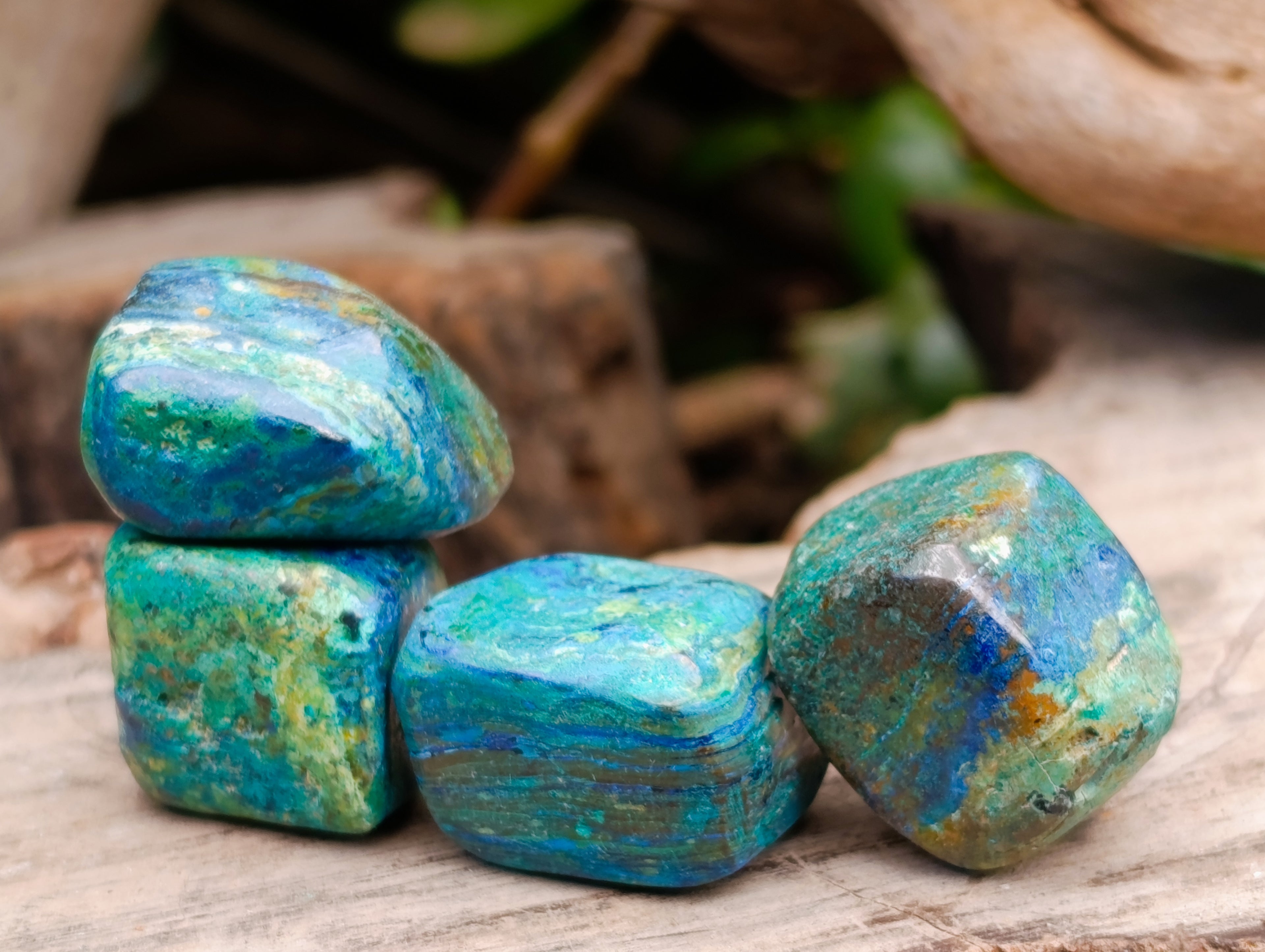 Polished Azurite And Flower Banded Malachite Free Forms x 70 From Congo - Toprock Gemstones and Minerals 