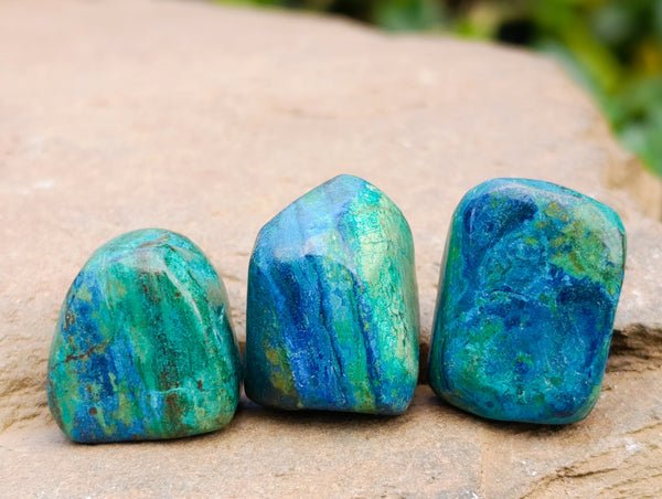 Polished Azurite And Flower Banded Malachite Free Forms x 70 From Congo