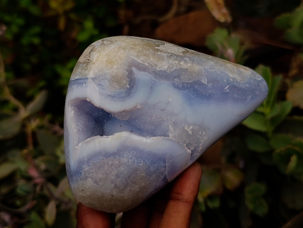 Polished Blue Lace Agate Standing Free Forms x 2 From Nsanje, Malawi - Toprock Gemstones and Minerals 
