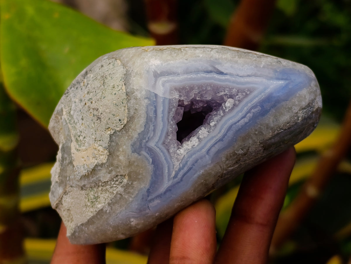 Polished Blue Lace Agate Standing Free Forms x 2 From Nsanje, Malawi - Toprock Gemstones and Minerals 