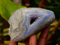 Polished Blue Lace Agate Standing Free Forms x 2 From Nsanje, Malawi