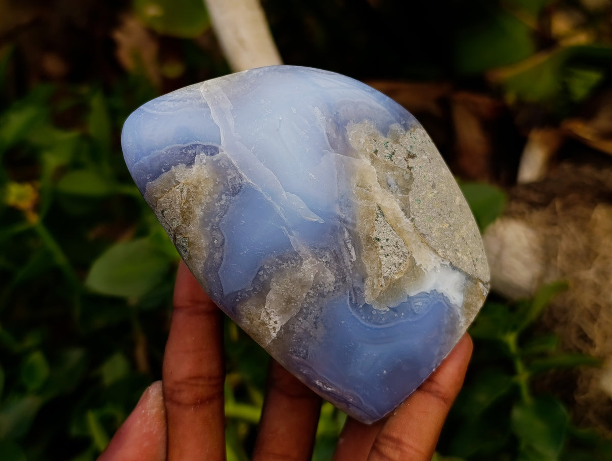 Polished Blue Lace Agate Standing Free Forms x 2 From Nsanje, Malawi - Toprock Gemstones and Minerals 