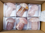 Polished Rose Quartz Mushrooms x 6 From Madagascar - Toprock Gemstones and Minerals 