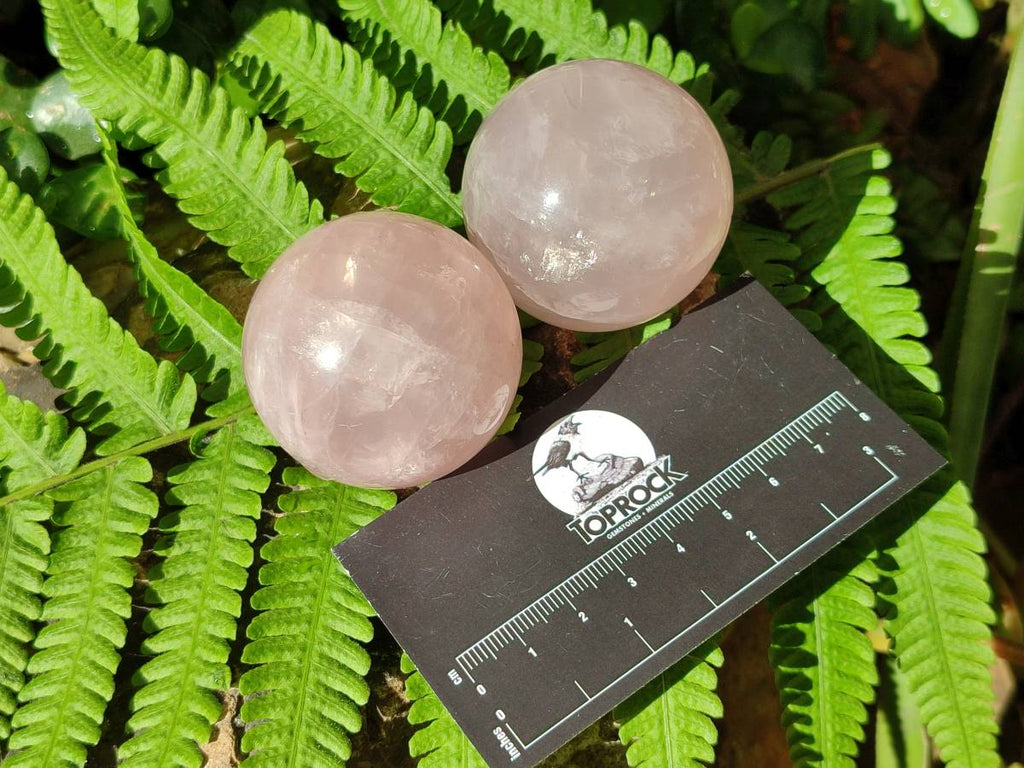 Polished Rose Quartz Spheres x 12 From Madagascar - Toprock Gemstones and Minerals 