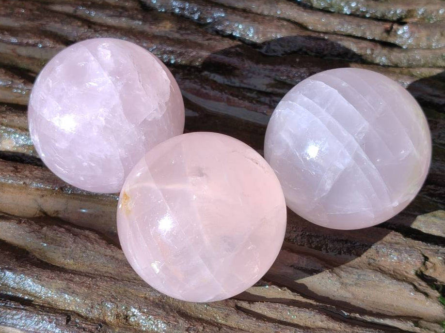 Polished Rose Quartz Spheres x 12 From Madagascar - Toprock Gemstones and Minerals 