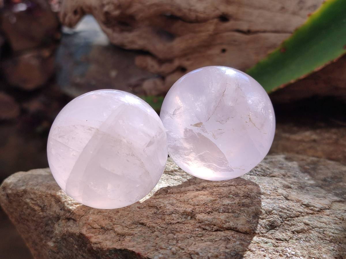 Polished Rose Quartz Spheres x 12 From Madagascar - Toprock Gemstones and Minerals 
