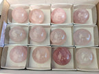 Polished Rose Quartz Spheres x 12 From Madagascar - Toprock Gemstones and Minerals 