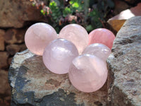 Polished Rose Quartz Spheres x 12 From Madagascar