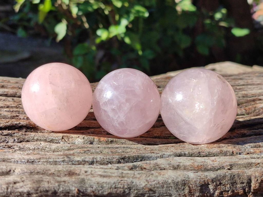 Polished Rose Quartz Spheres x 12 From Madagascar - Toprock Gemstones and Minerals 