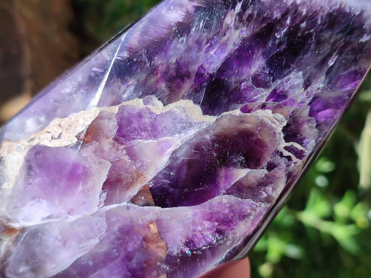 Polished Deep Purple Chevron Amethyst Points x 2 from Ankazobe, Madagascar - Toprock Gemstones and Minerals 