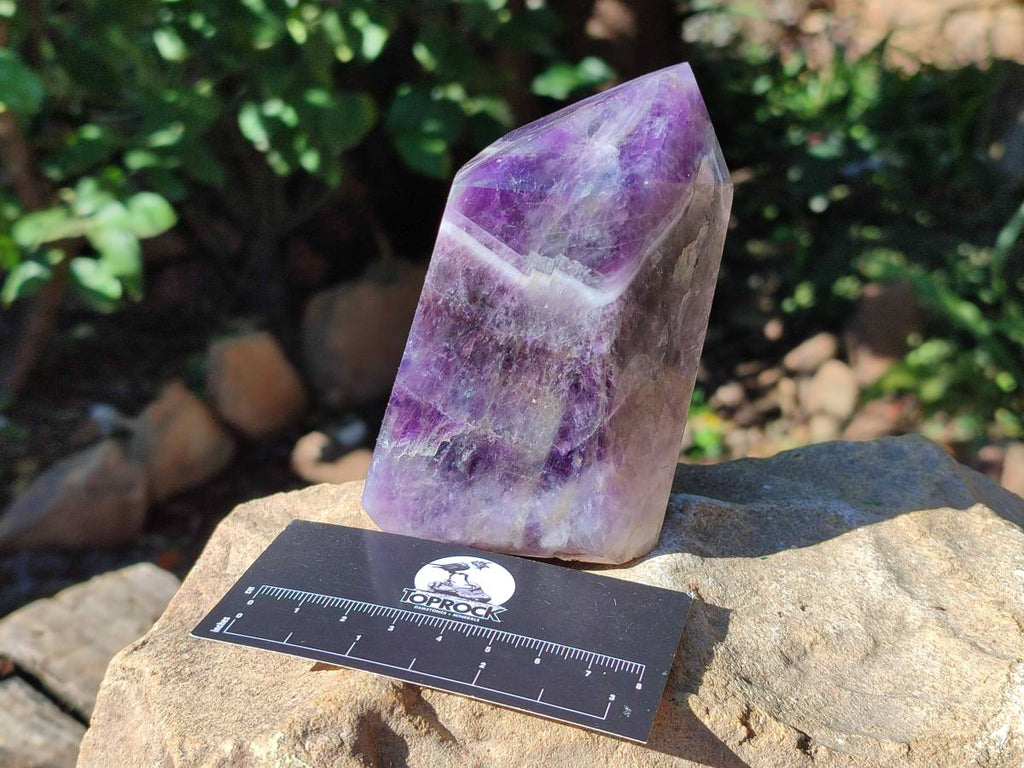Polished Deep Purple Chevron Amethyst Points x 2 from Ankazobe, Madagascar - Toprock Gemstones and Minerals 