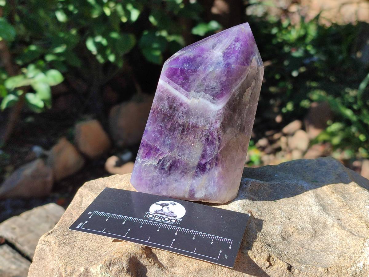 Polished Deep Purple Chevron Amethyst Points x 2 from Ankazobe, Madagascar - Toprock Gemstones and Minerals 