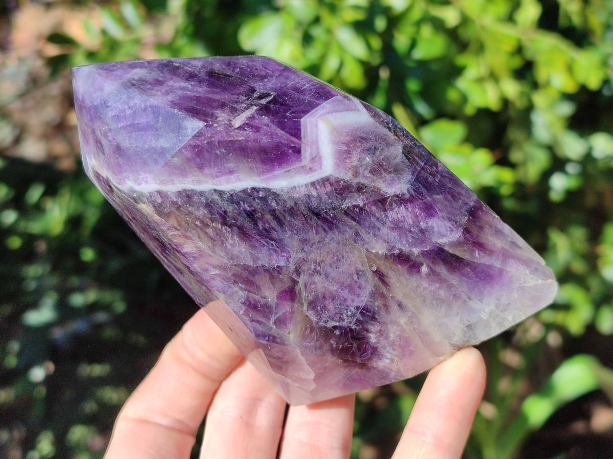 Polished Deep Purple Chevron Amethyst Points x 2 from Ankazobe, Madagascar - Toprock Gemstones and Minerals 