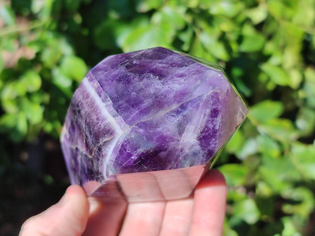 Polished Deep Purple Chevron Amethyst Points x 2 from Ankazobe, Madagascar - Toprock Gemstones and Minerals 