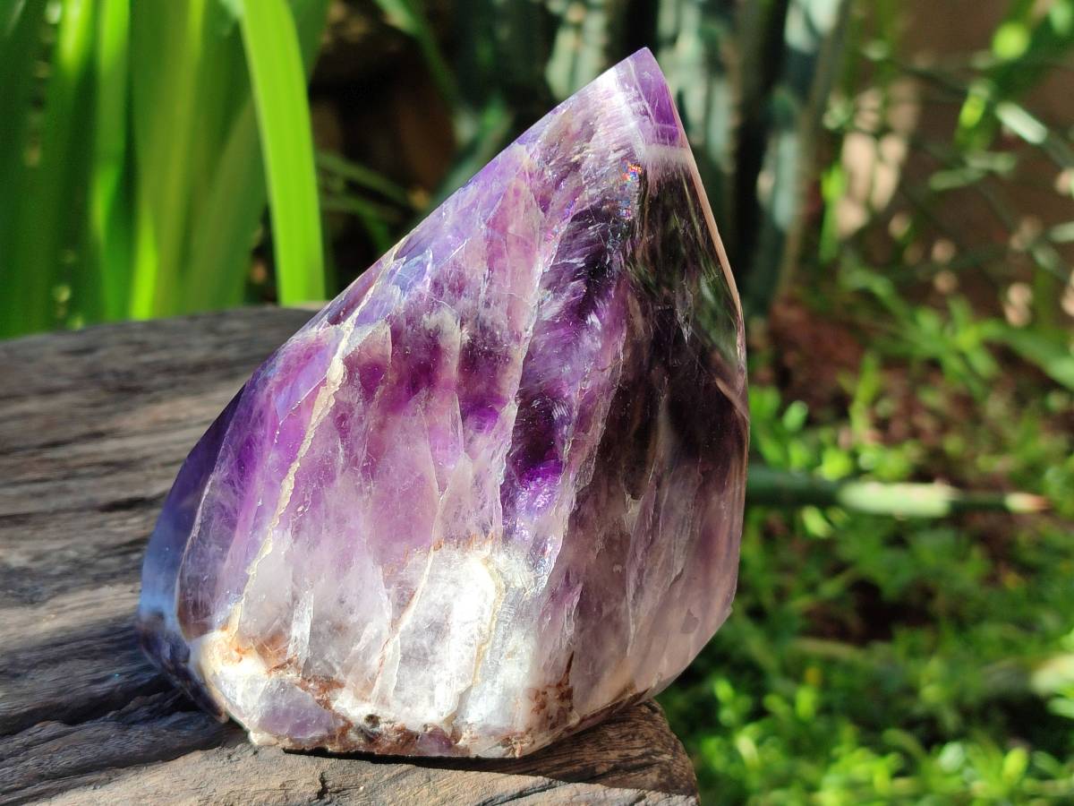 Polished Deep Purple Chevron Amethyst Points x 2 from Ankazobe, Madagascar - Toprock Gemstones and Minerals 
