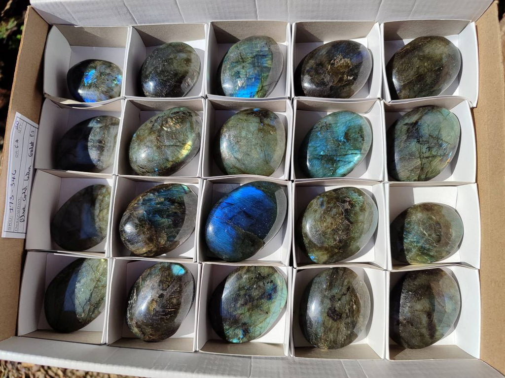 Polished Labradorite Galets x 12 From Tulear, Madagascar - Toprock Gemstones and Minerals 