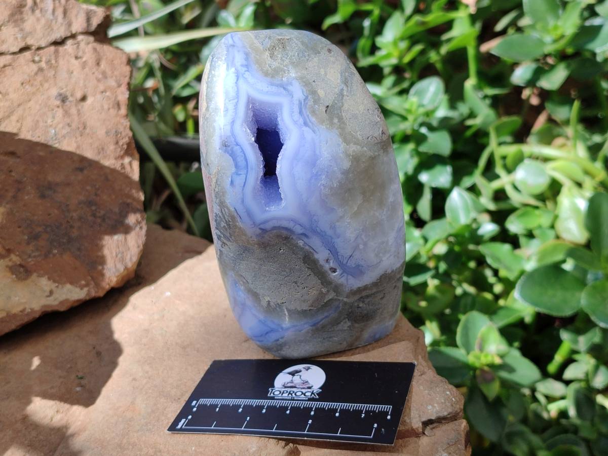 Polished Blue Lace Agate Standing Free Form x 1 From Nsanje, Malawi - Toprock Gemstones and Minerals 