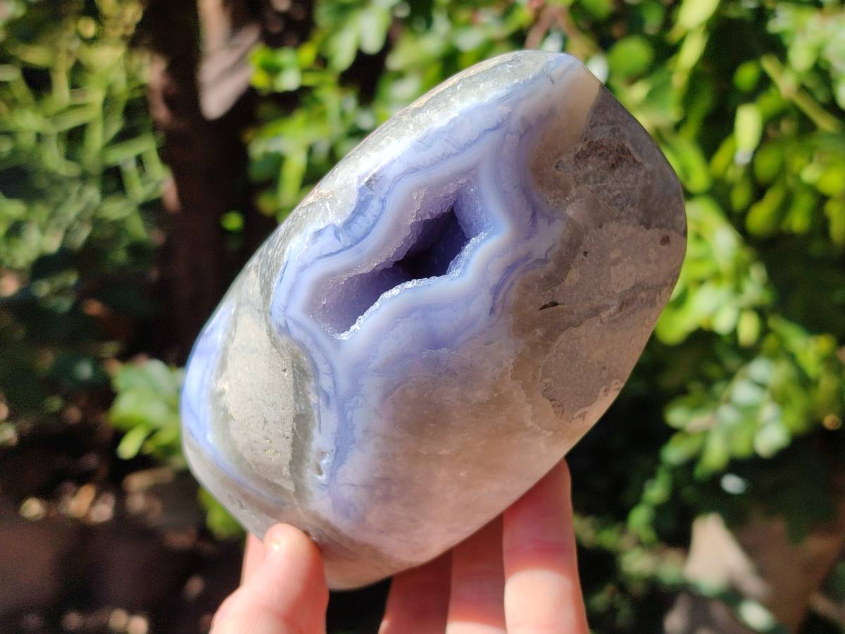 Polished Blue Lace Agate Standing Free Form x 1 From Nsanje, Malawi - Toprock Gemstones and Minerals 