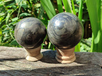 Polished Basalt Pharaoh Stone Spheres x 2 From Iron Duke Mine, Zimbabwe