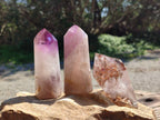 Polished Smokey Window Amethyst Crystals x 6 From Akansobe, Madagascar - Toprock Gemstones and Minerals 