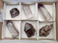 Polished Smokey Window Amethyst Crystals x 6 From Akansobe, Madagascar