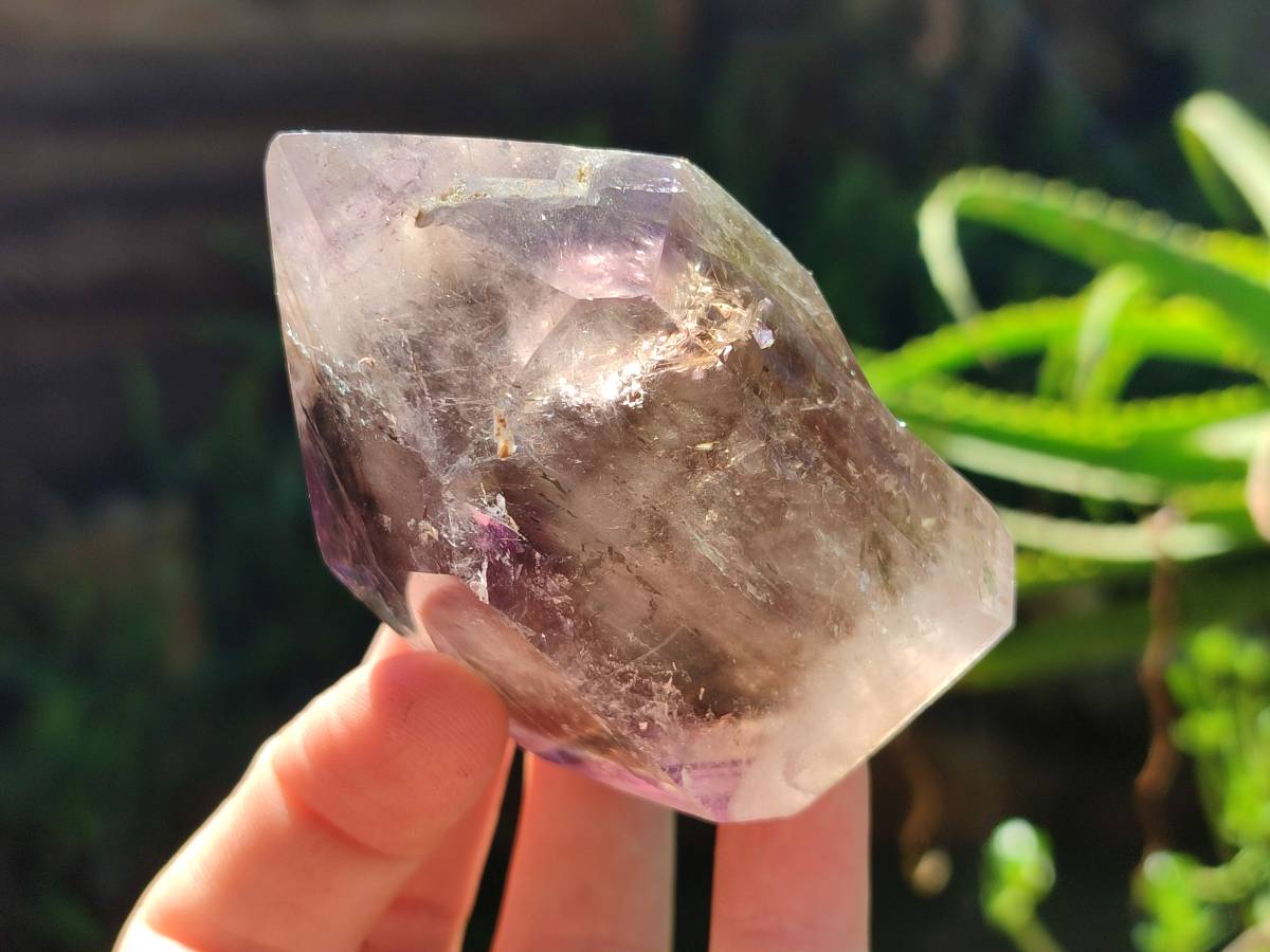 Polished Smokey Window Amethyst Crystals x 6 From Akansobe, Madagascar - Toprock Gemstones and Minerals 