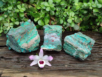 Natural Shattuckite, Malachite, Cuprite, Bornite, Chalcocite  Specimens x 3 From Kaokoveld, Namibia