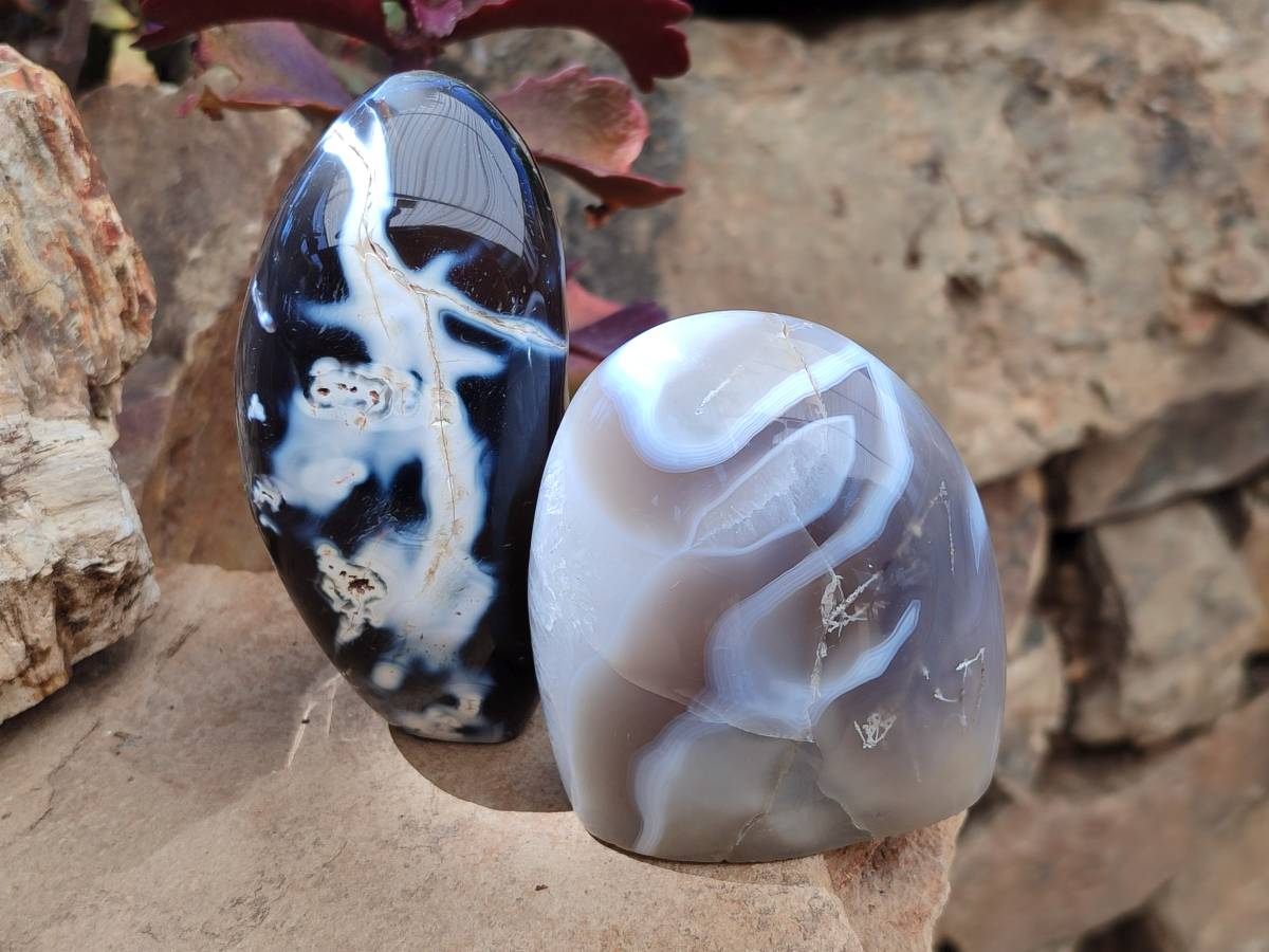 Polished Mixed Selected Agate Standing Free Forms x 4 From Madagascar - Toprock Gemstones and Minerals 